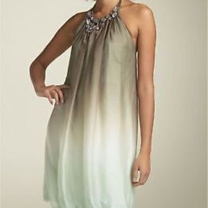 Halter 100% Silk Bubble Hem Ombre Dress